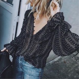 BoHo Black and White Blouse